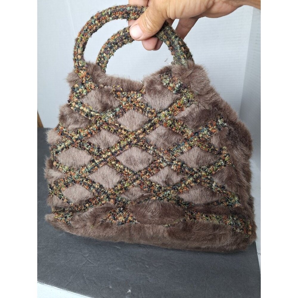 Vintage Isabella's Journey Brown Faux Fur And Sequin Bag NWOT - Picture 11 of 12